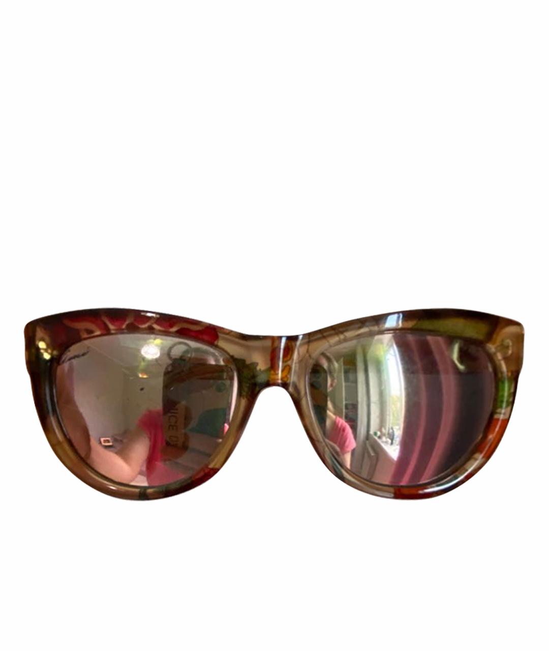 GUCCI Золотые пластиковые солнцезащитные очки, фото 1