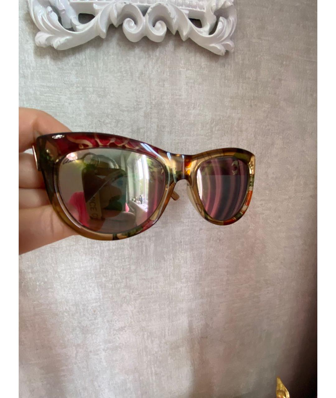 GUCCI Золотые пластиковые солнцезащитные очки, фото 6