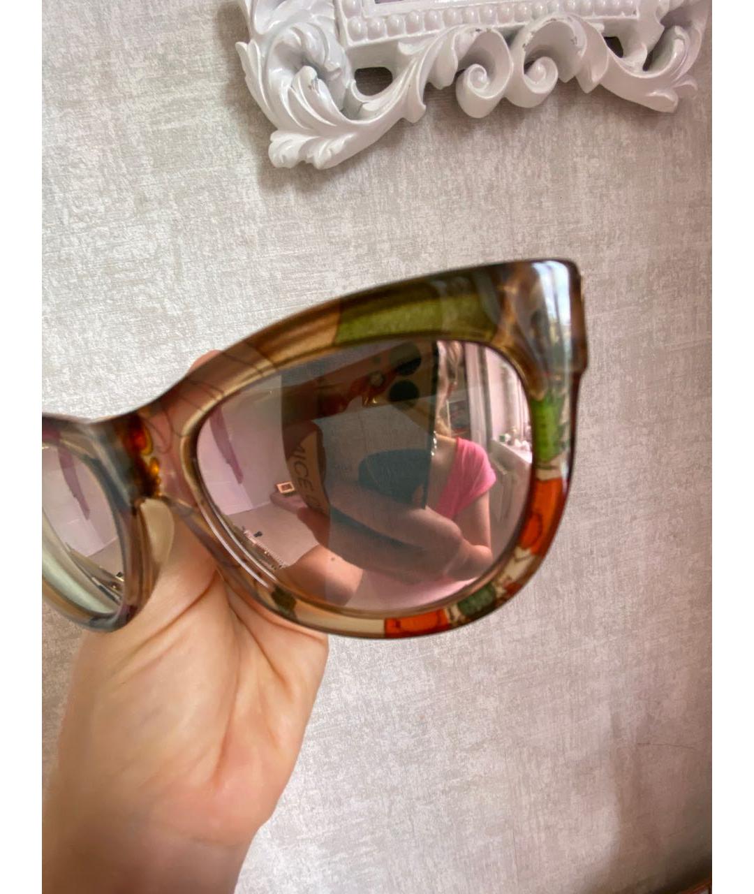 GUCCI Золотые пластиковые солнцезащитные очки, фото 5