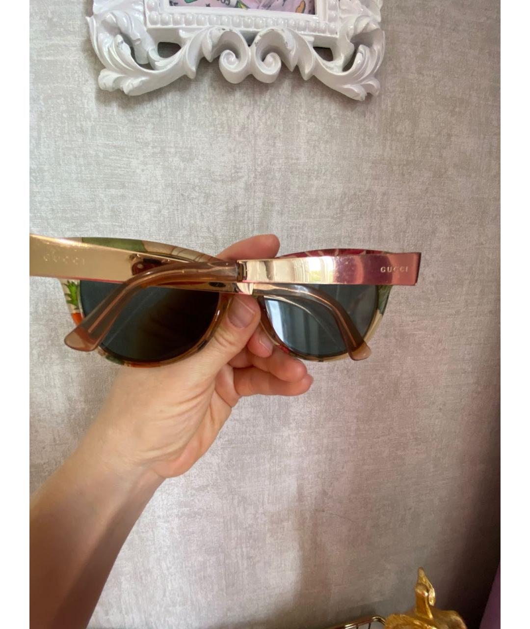 GUCCI Золотые пластиковые солнцезащитные очки, фото 2