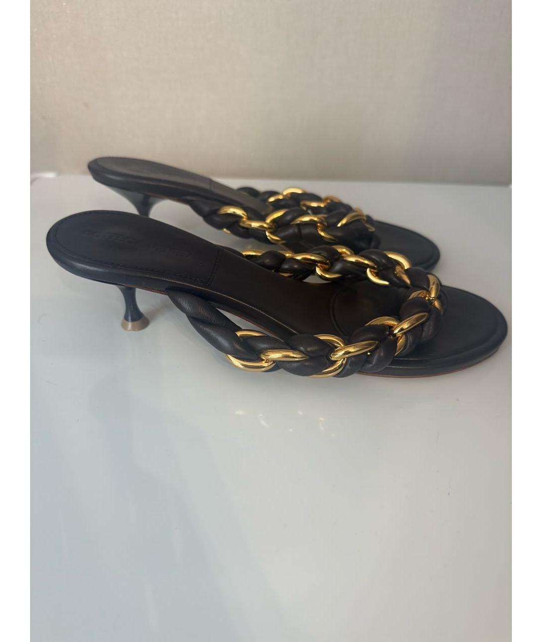BOTTEGA VENETA Коричневые кожаные мюли, фото 2