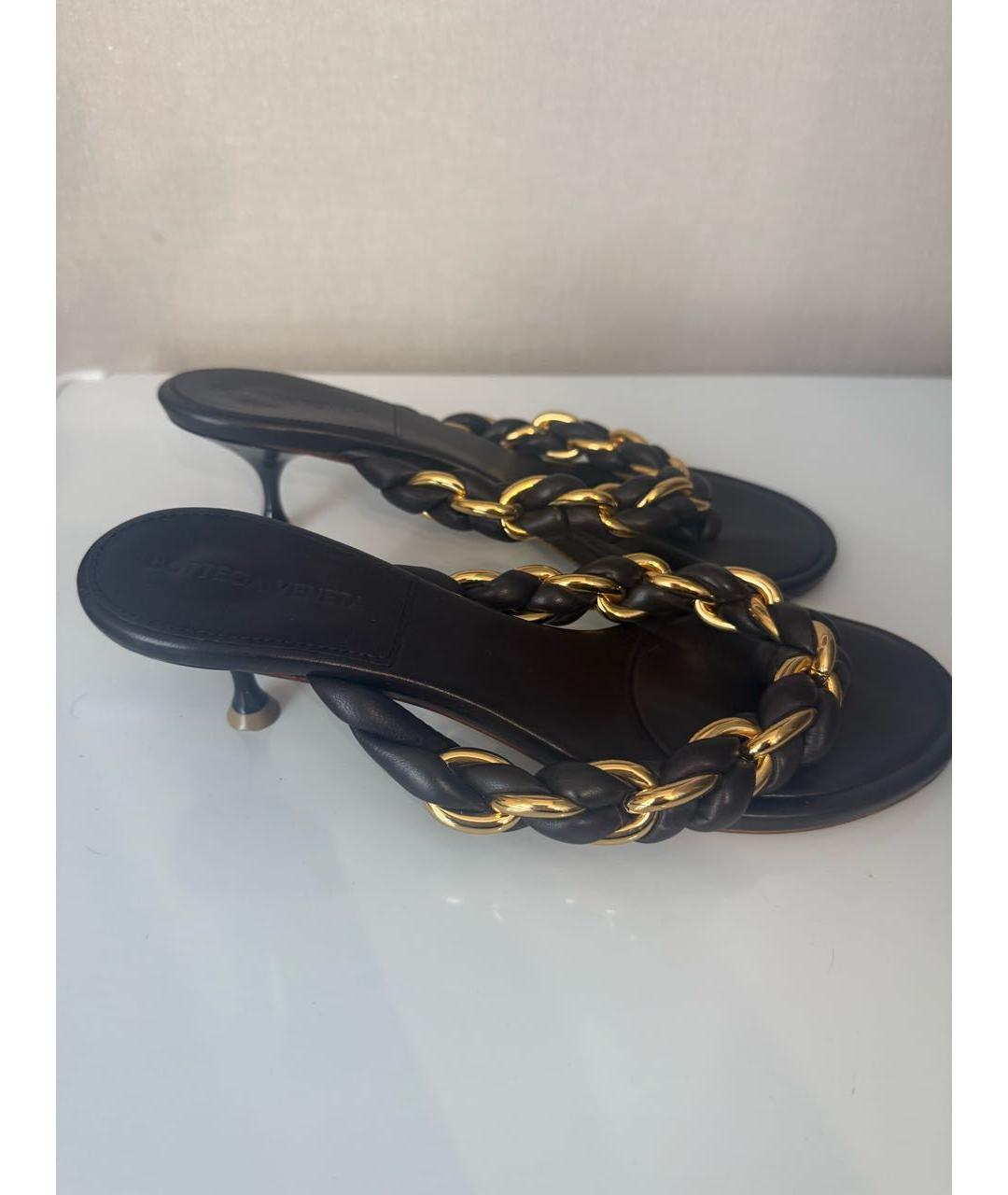 BOTTEGA VENETA Коричневые кожаные мюли, фото 6