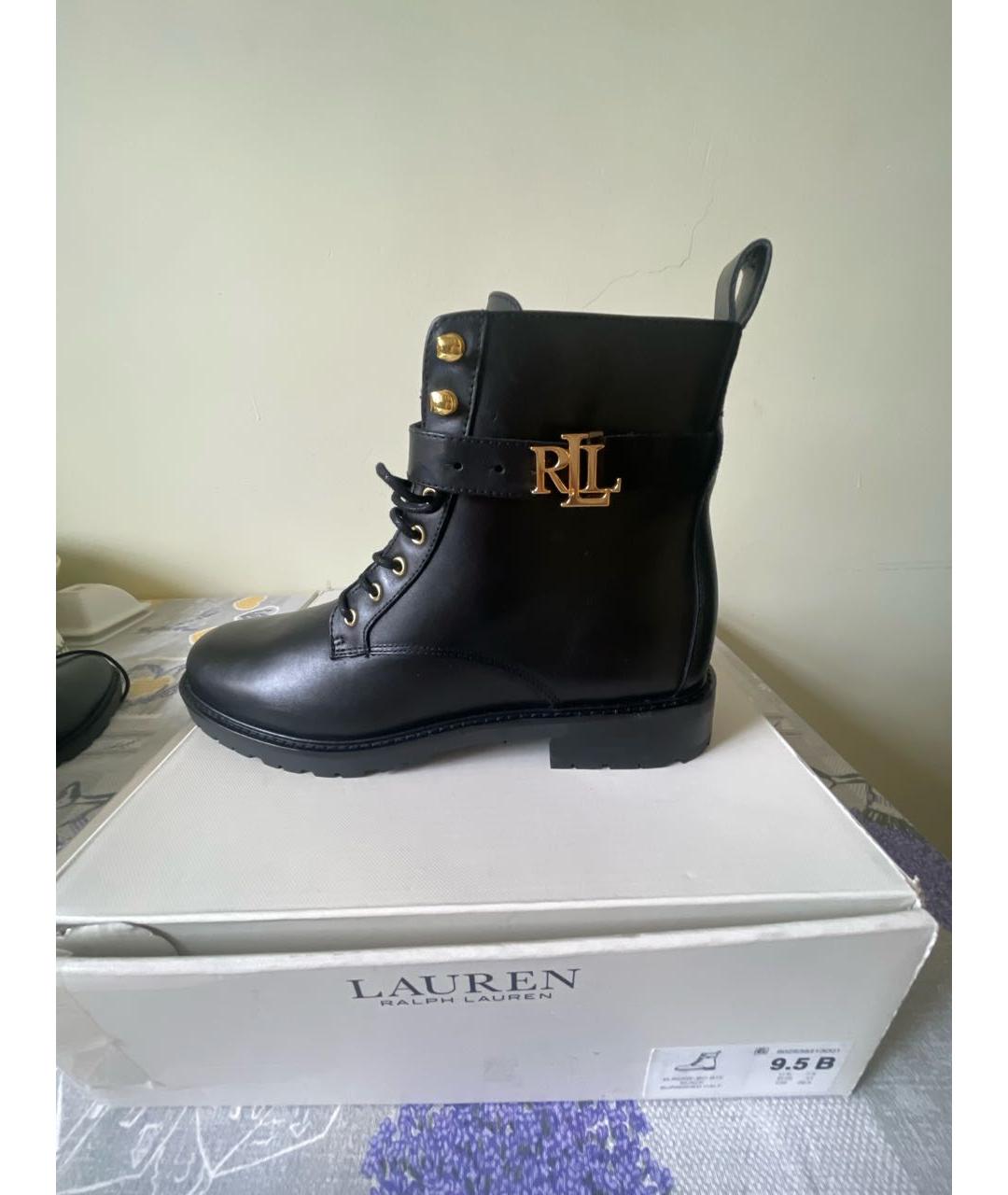 RALPH LAUREN Черные кожаные ботинки, фото 9