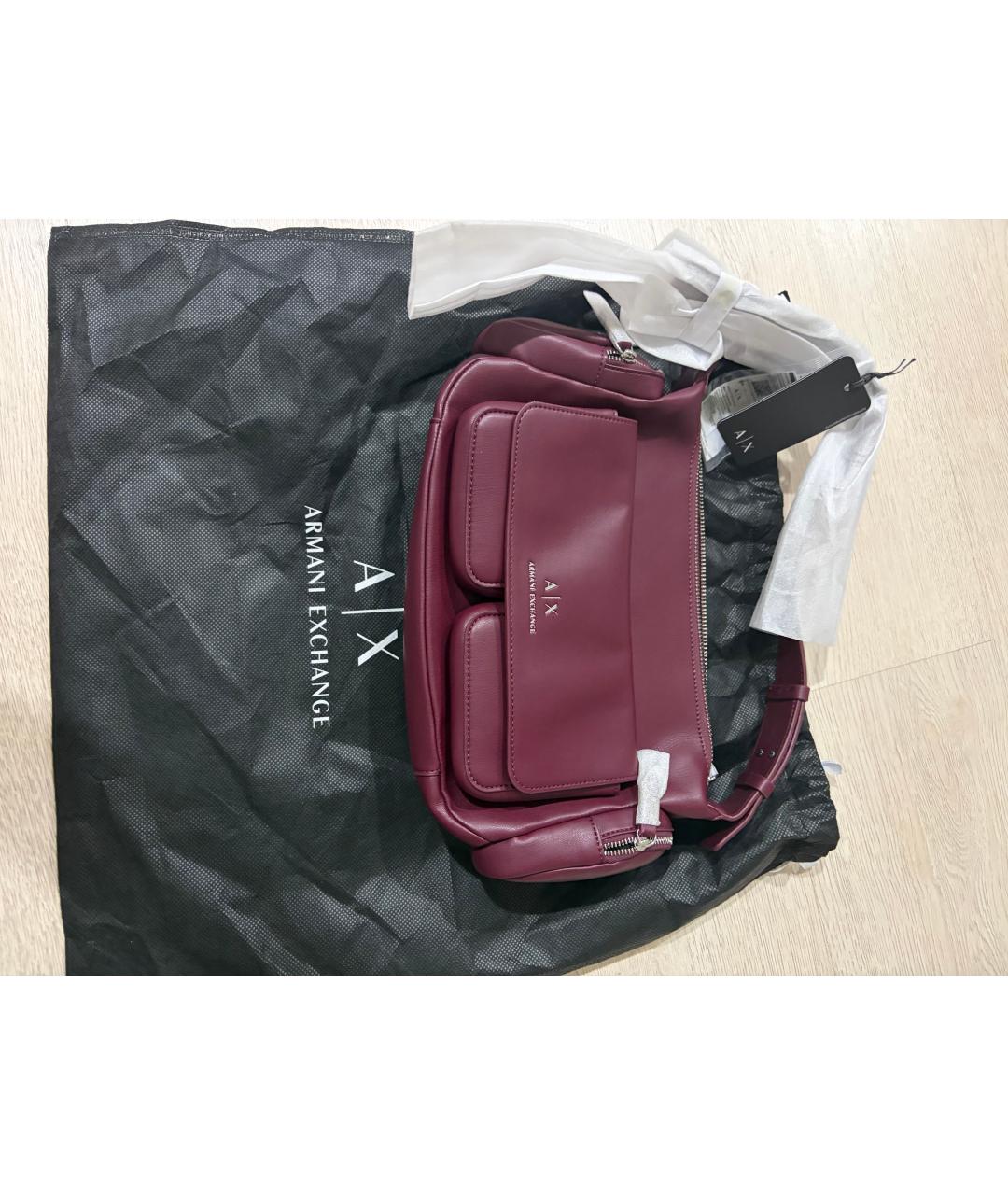 ARMANI EXCHANGE Бордовая сумка с короткими ручками из искусственной кожи, фото 2