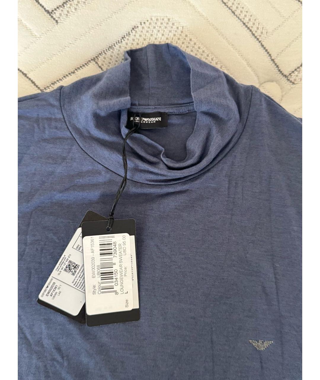 EMPORIO ARMANI Синяя лиоцелловая водолазка, фото 4
