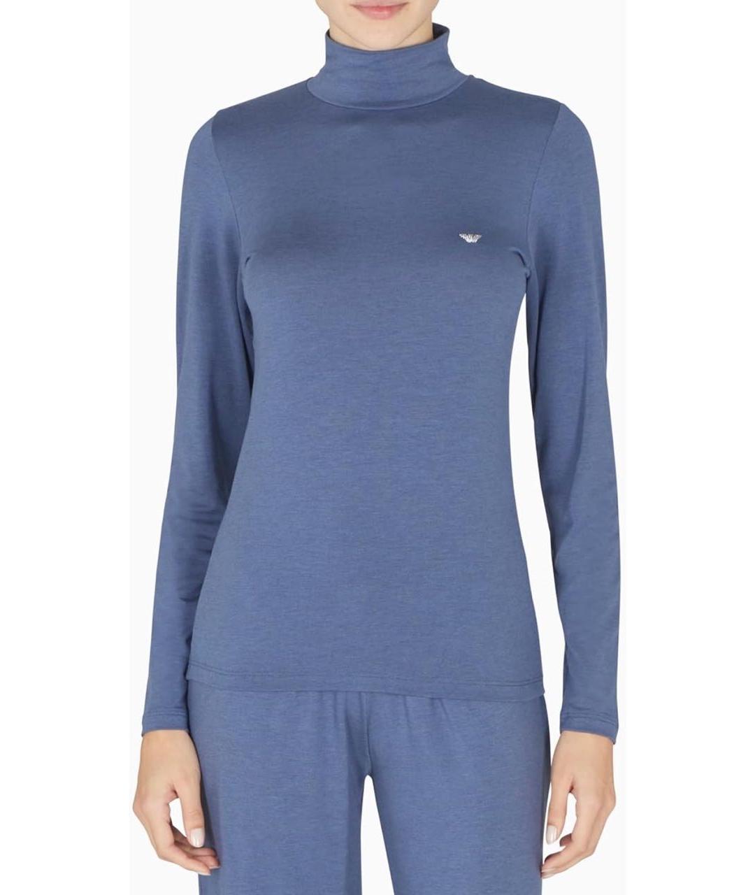 EMPORIO ARMANI Синяя лиоцелловая водолазка, фото 3