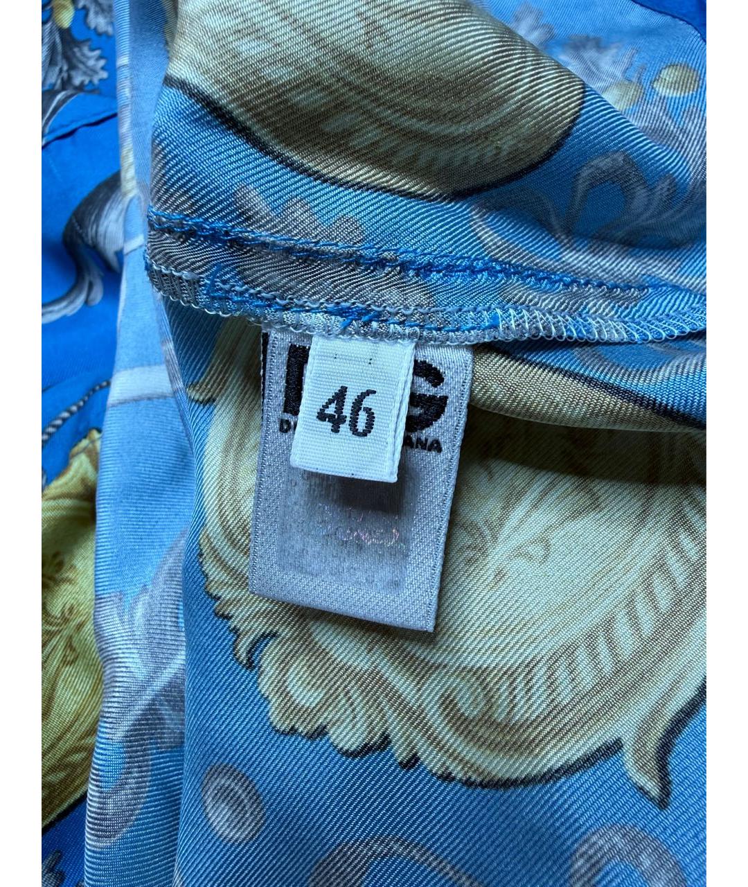 DOLCE&GABBANA Голубая шелковая блузы, фото 4