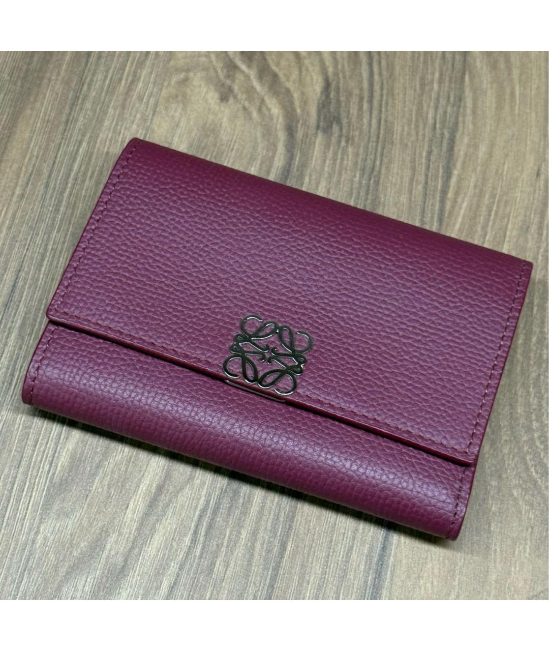 LOEWE Бордовый кожаный кошелек, фото 2