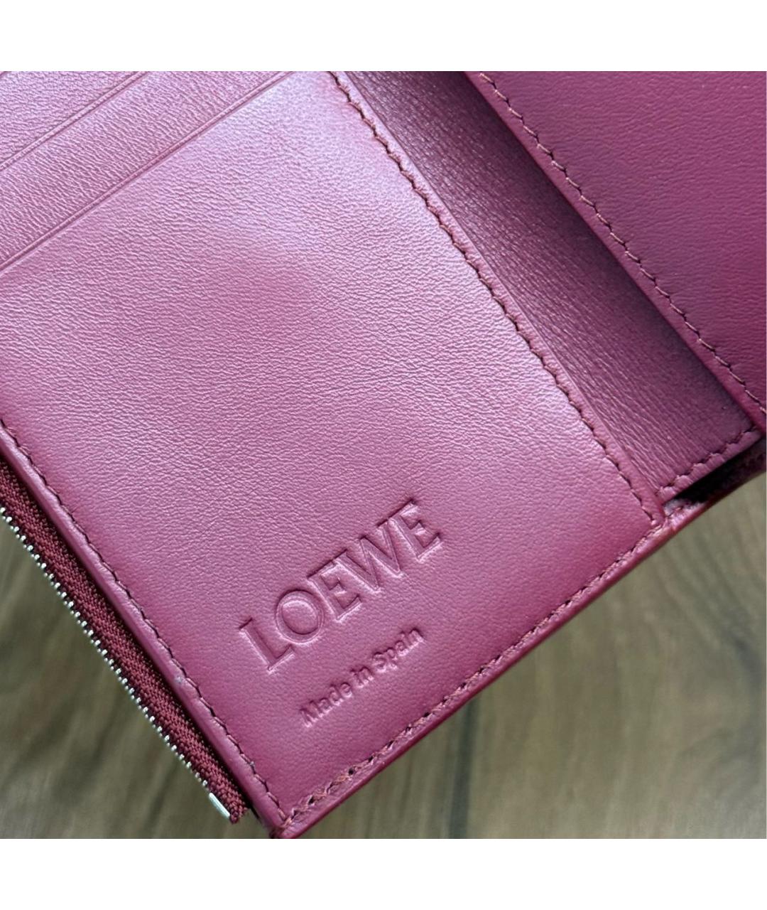 LOEWE Бордовый кожаный кошелек, фото 5