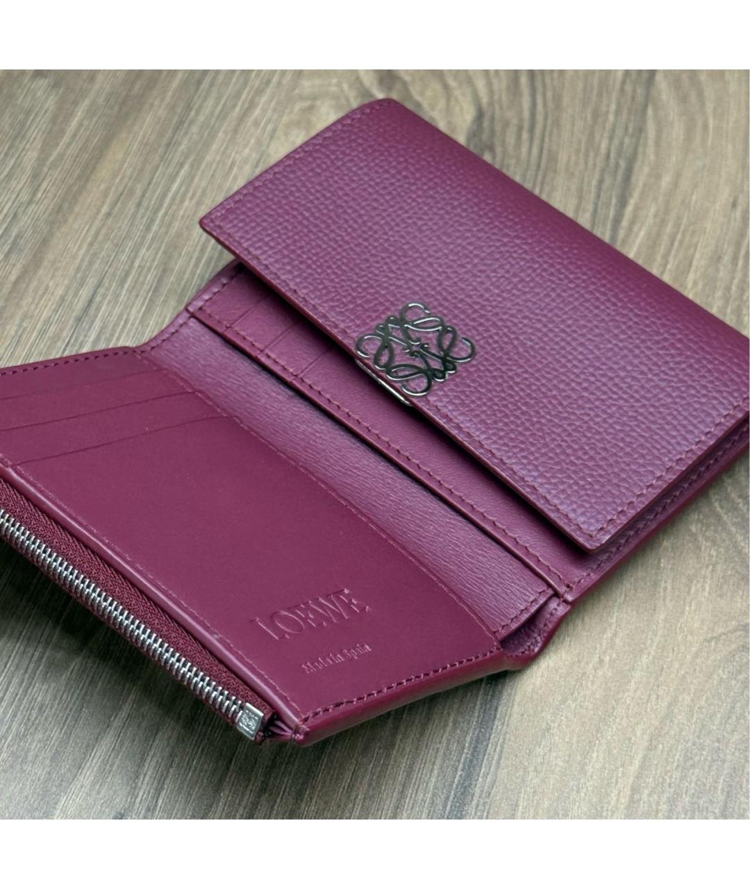 LOEWE Бордовый кожаный кошелек, фото 4