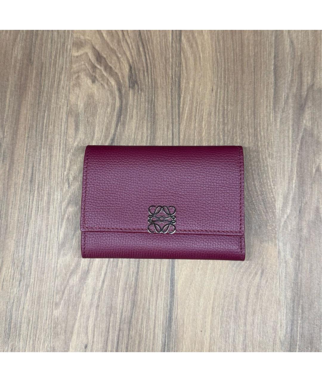 LOEWE Бордовый кожаный кошелек, фото 6