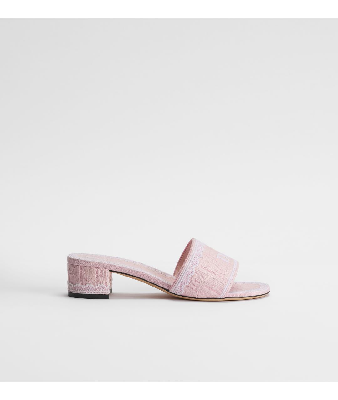 CHRISTIAN DIOR Розовые текстильные мюли, фото 4