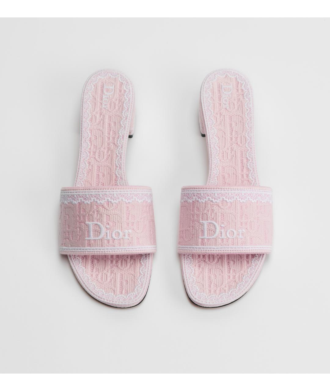 CHRISTIAN DIOR Розовые текстильные мюли, фото 2
