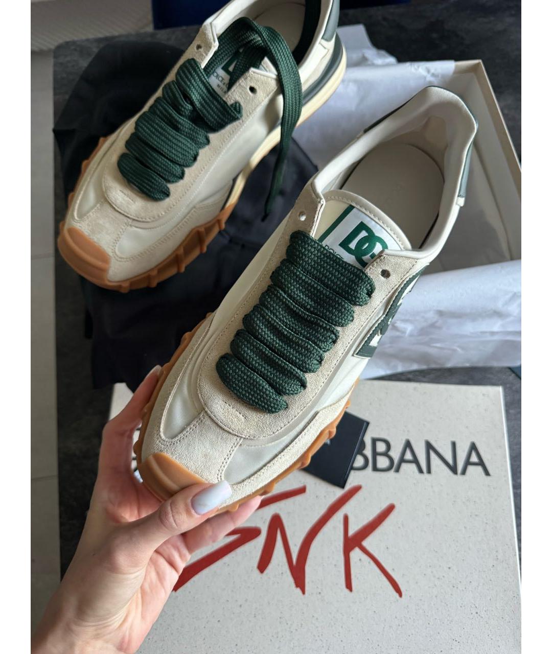 DOLCE&GABBANA Зеленые кожаные высокие кроссовки / кеды, фото 5