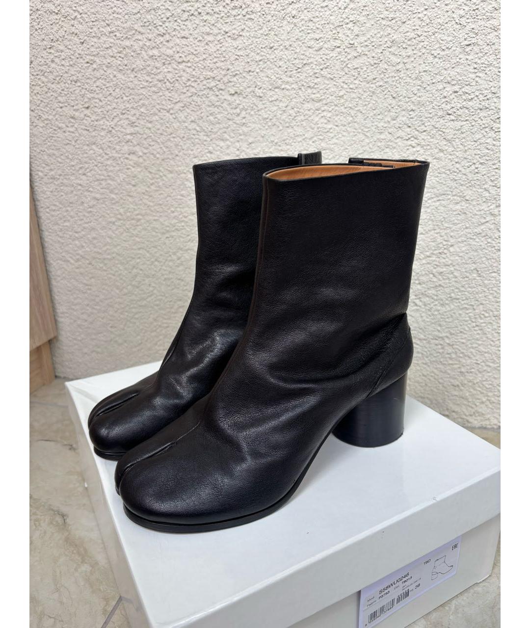 MAISON MARGIELA Черные кожаные ботильоны, фото 8