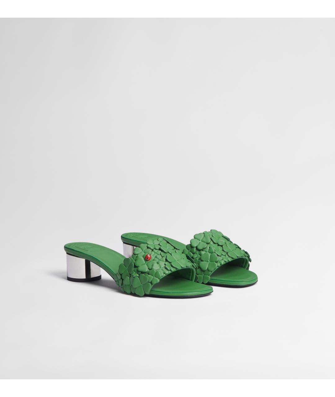 CHRISTIAN DIOR Зеленые кожаные мюли, фото 2