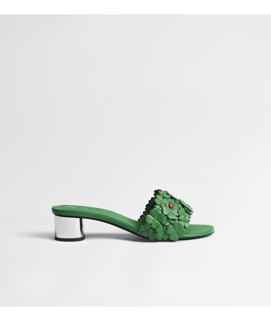 CHRISTIAN DIOR Зеленые кожаные мюли, фото 4