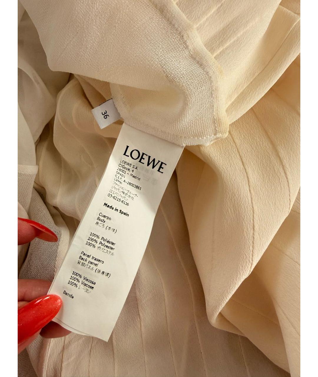 LOEWE Белое кружевное коктейльное платье, фото 5