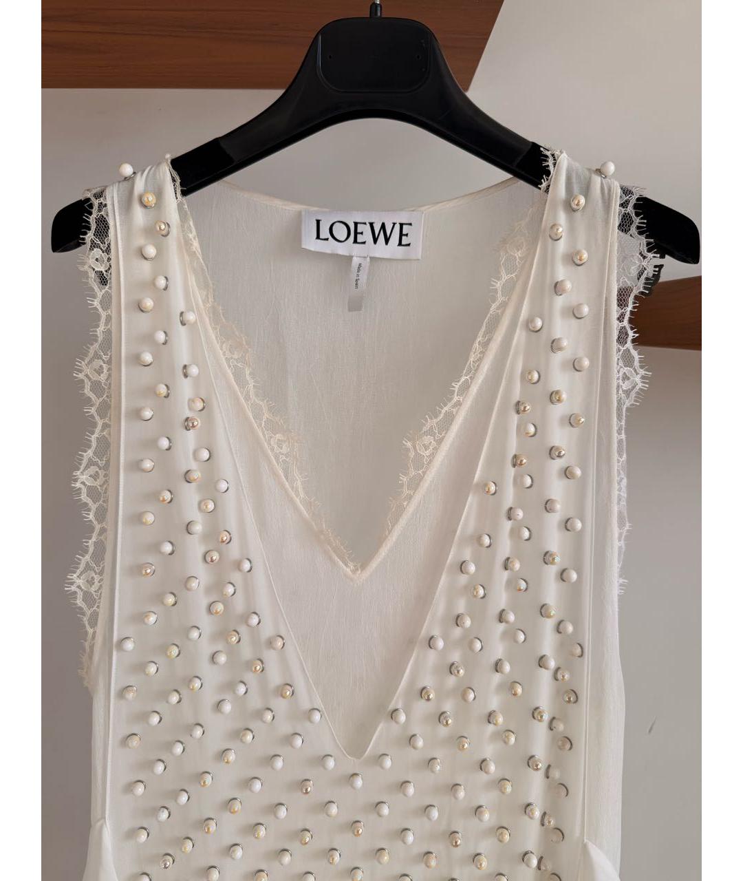 LOEWE Белое кружевное коктейльное платье, фото 6