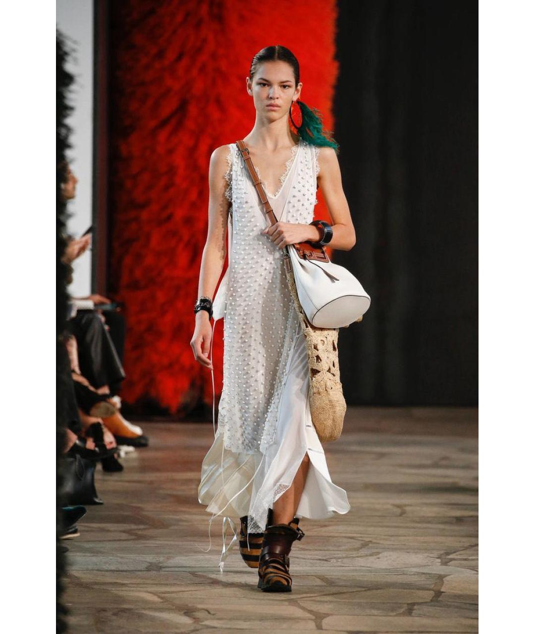 LOEWE Белое кружевное коктейльное платье, фото 2
