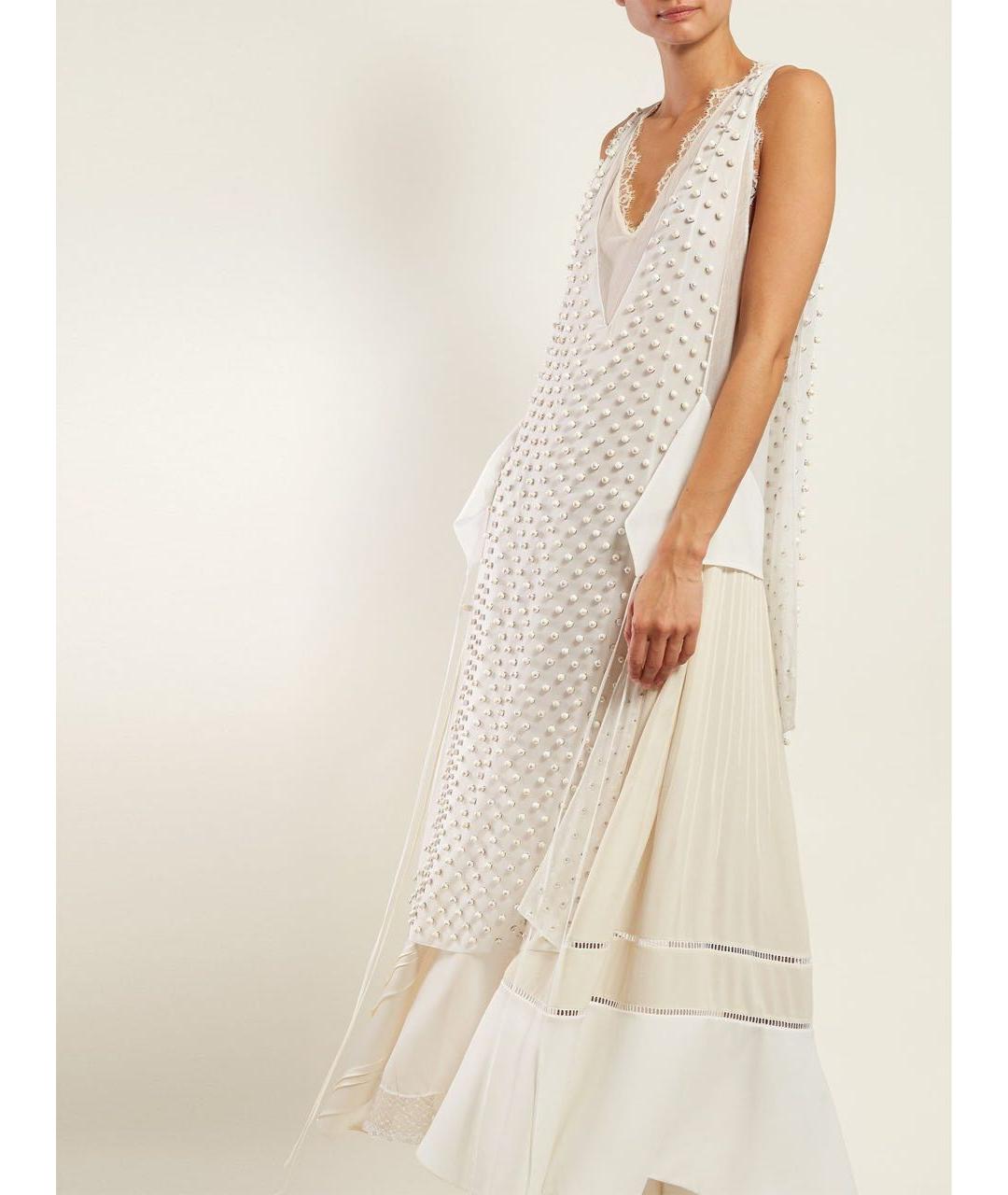 LOEWE Белое кружевное коктейльное платье, фото 7