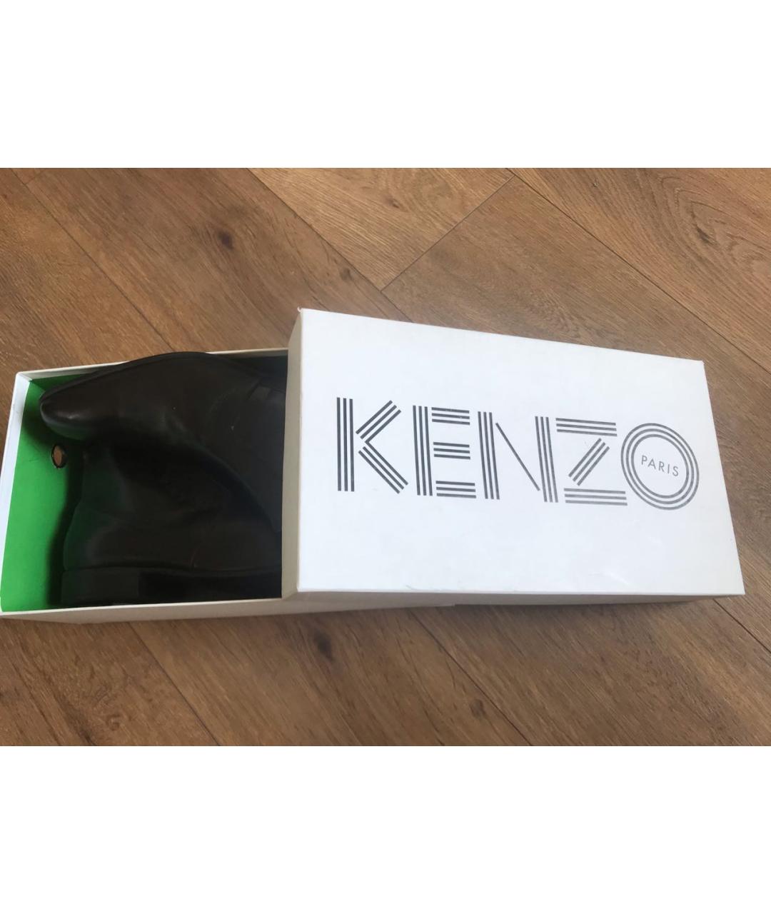 KENZO Черные кожаные низкие ботинки, фото 6