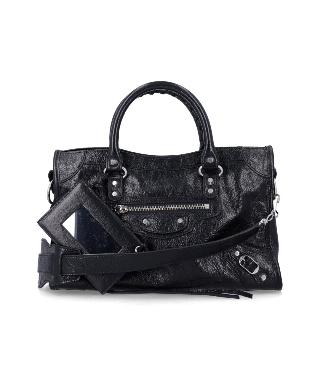 BALENCIAGA Черная кожаная сумка тоут, фото 1