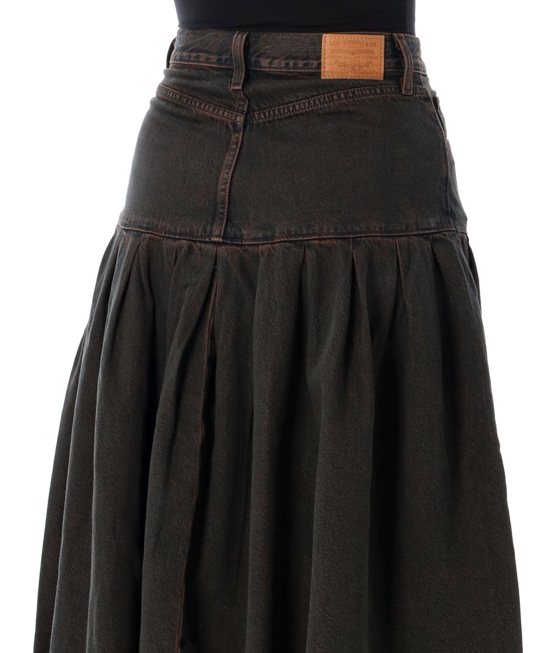 LEVI'S Черная хлопковая юбка миди, фото 3