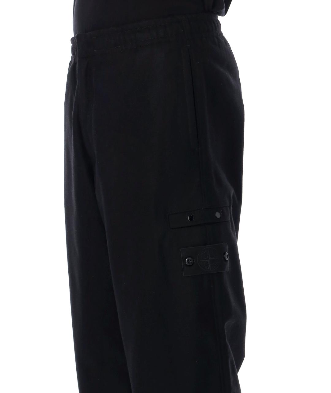STONE ISLAND Черные шерстяные повседневные брюки, фото 3