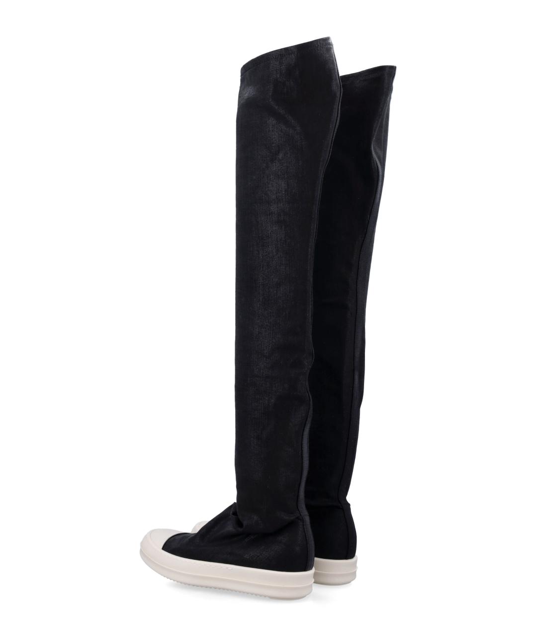 RICK OWENS DRKSHDW Черные текстильные ботфорты, фото 4