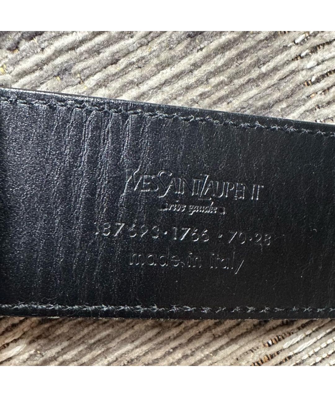 SAINT LAURENT Черный ремень из лакированной кожи, фото 7