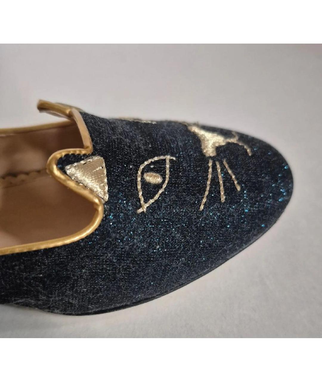 CHARLOTTE OLYMPIA Темно-синие кожаные балетки, фото 8