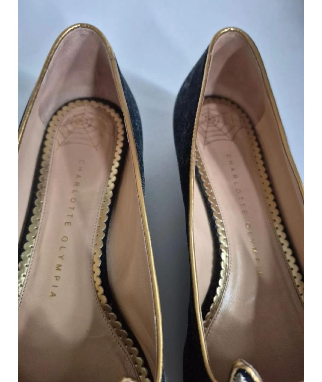 CHARLOTTE OLYMPIA Темно-синие кожаные балетки, фото 5