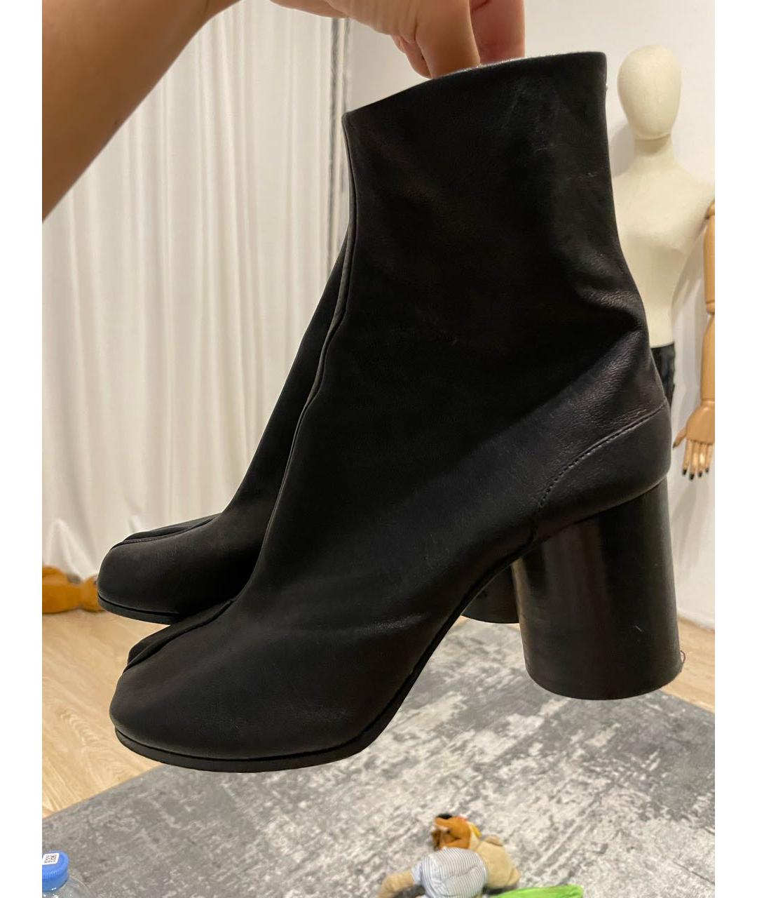 MAISON MARGIELA Черные кожаные ботильоны, фото 3