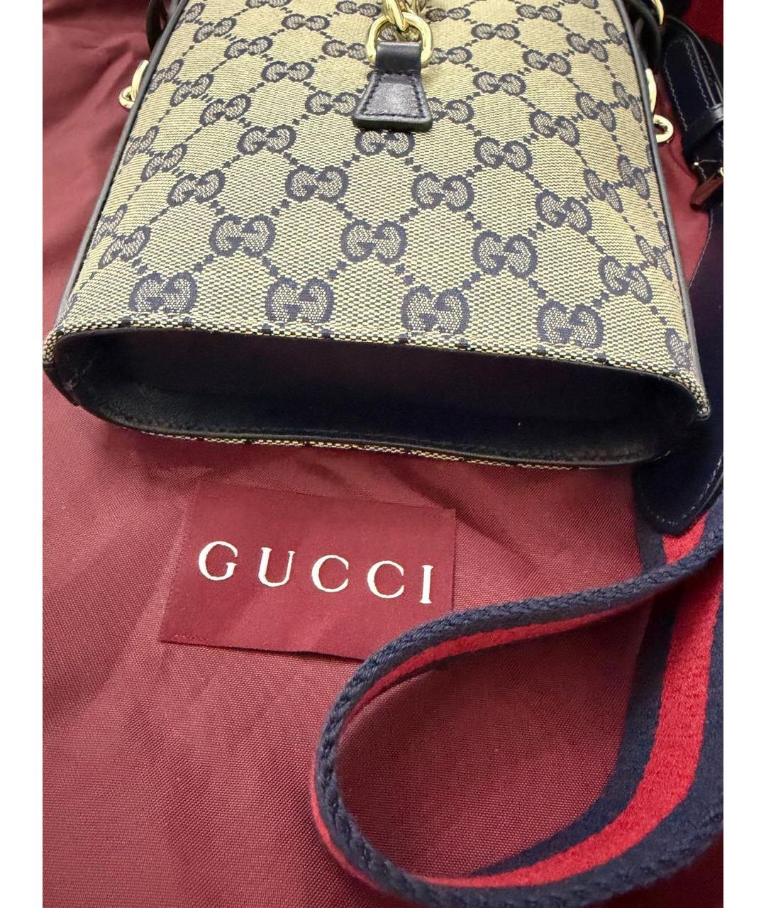 GUCCI Бежевая тканевая сумка через плечо, фото 3