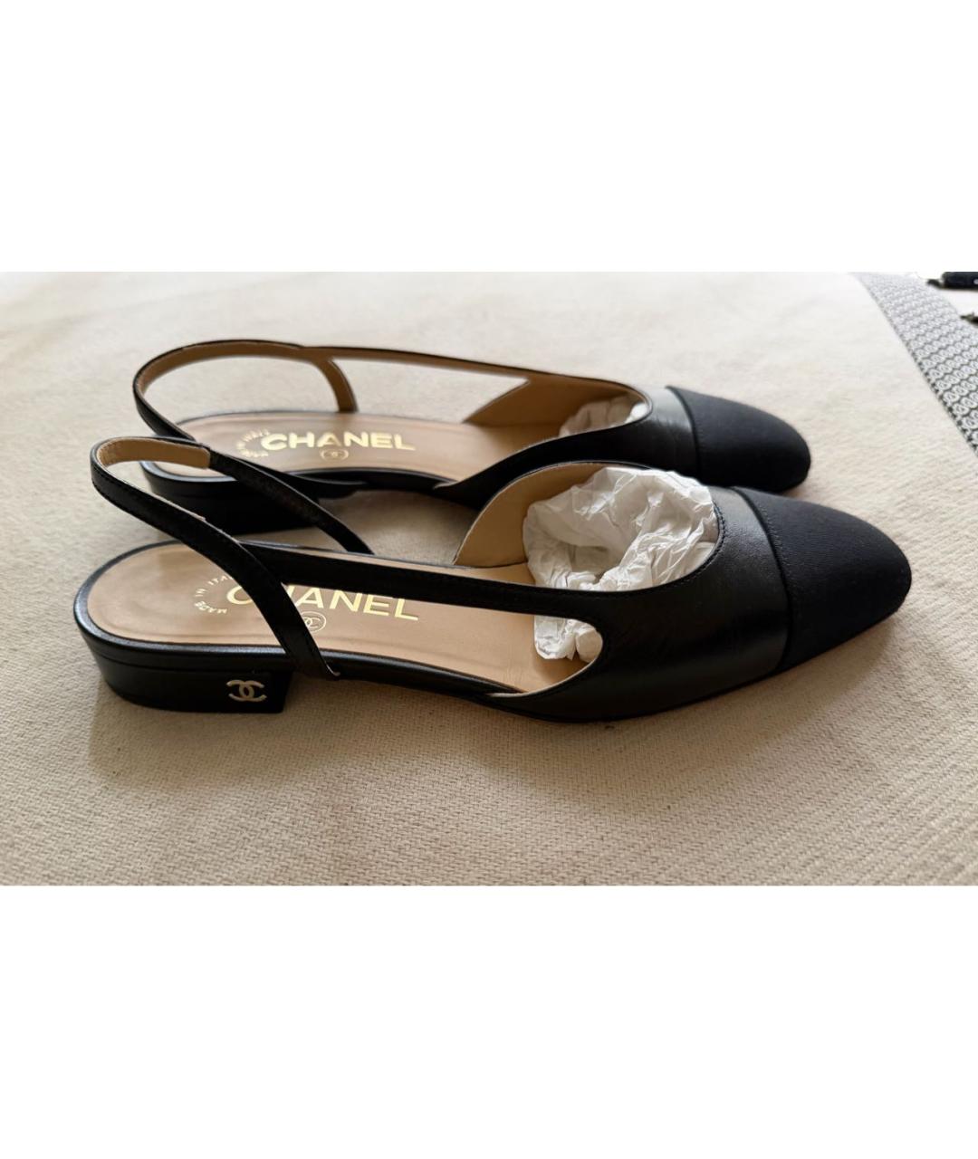 CHANEL Черные кожаные балетки, фото 6