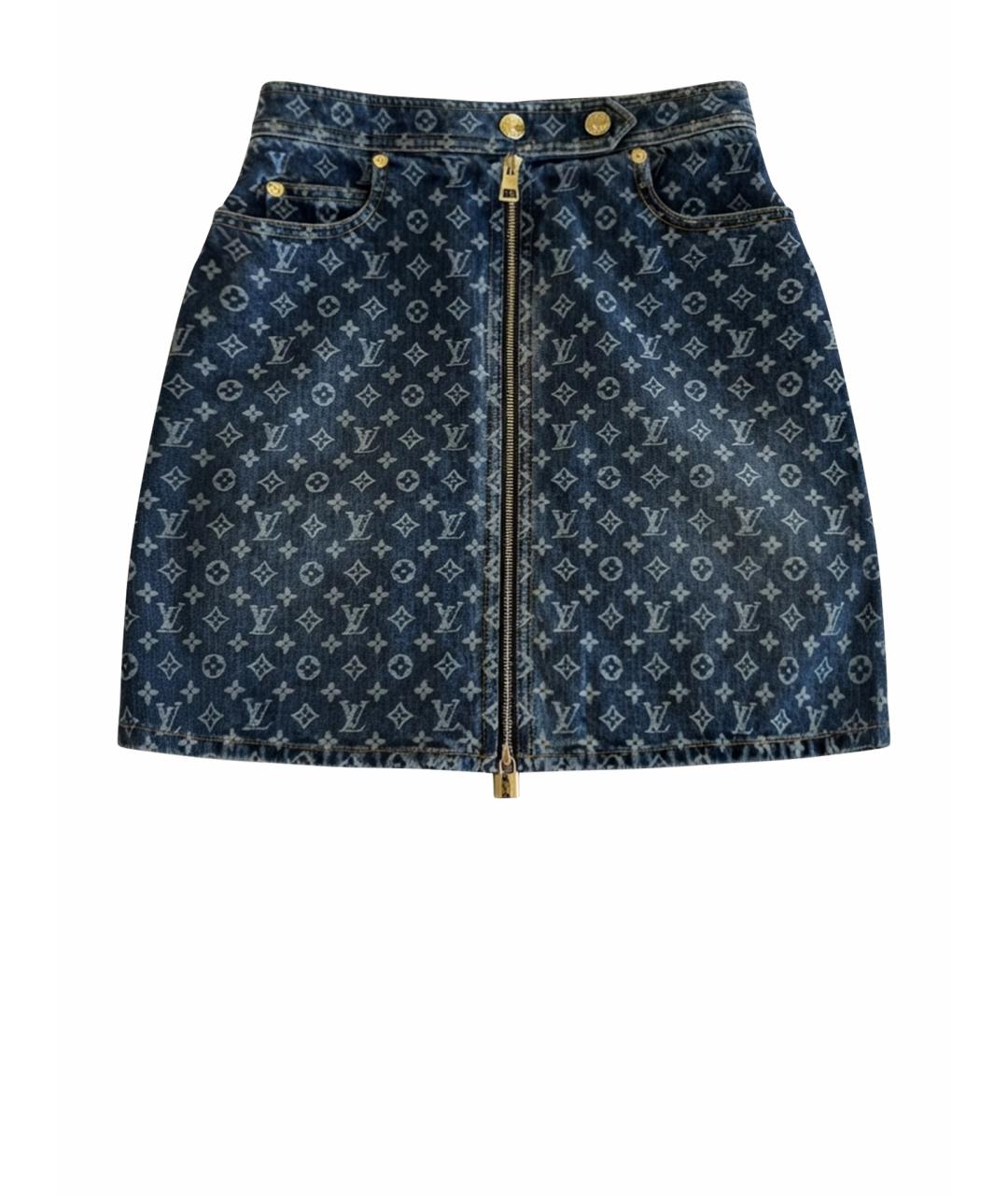 LOUIS VUITTON Синяя деним юбка мини, фото 1