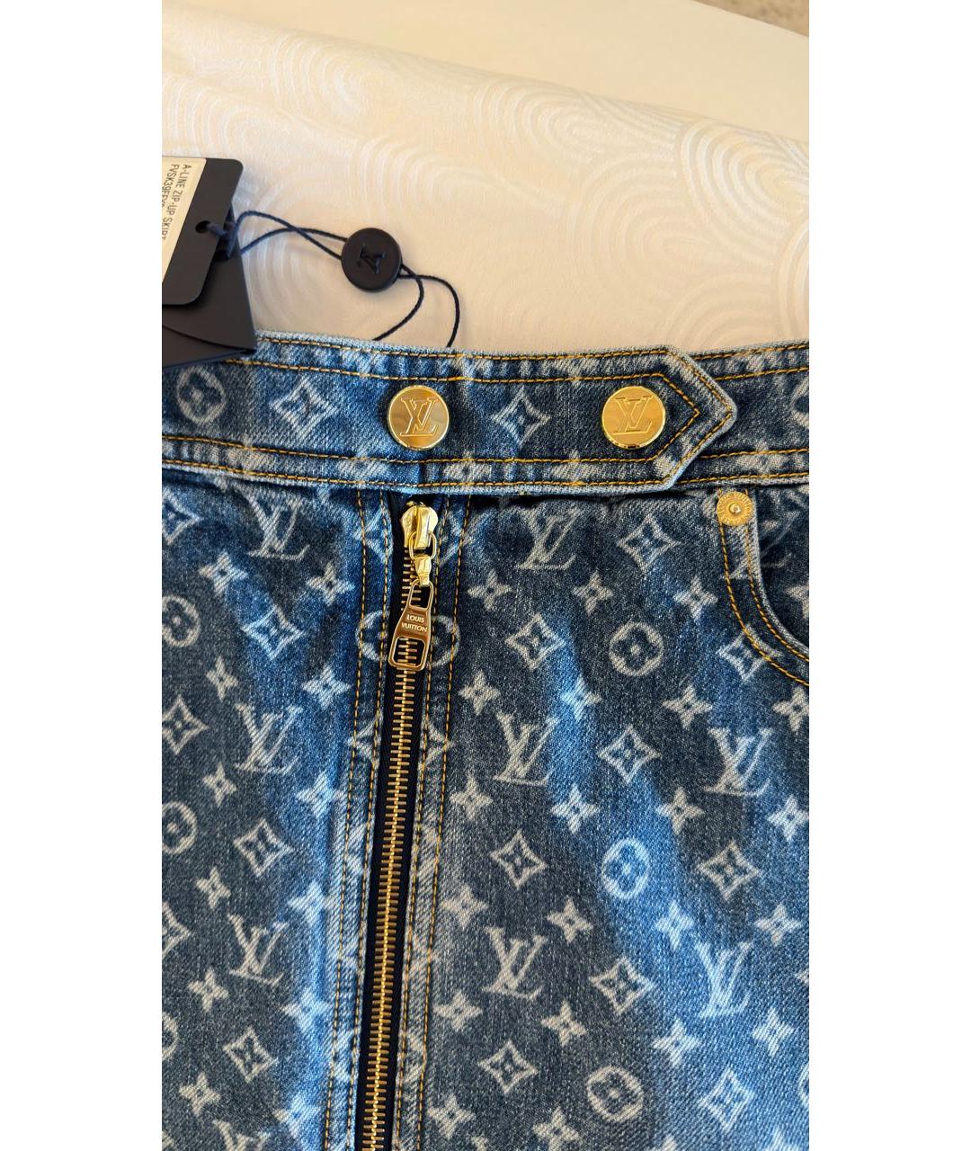 LOUIS VUITTON Синяя деним юбка мини, фото 2