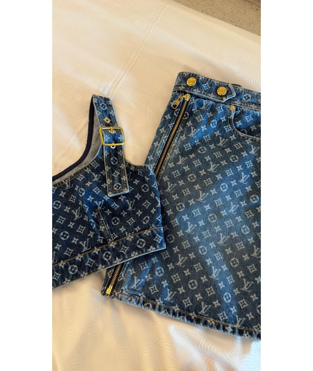 LOUIS VUITTON Синяя деним юбка мини, фото 6
