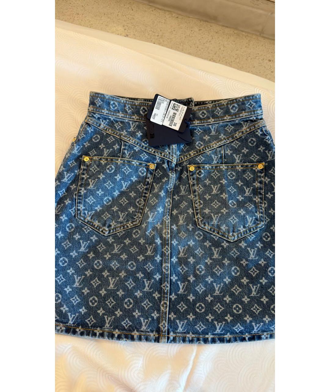 LOUIS VUITTON Синяя деним юбка мини, фото 4