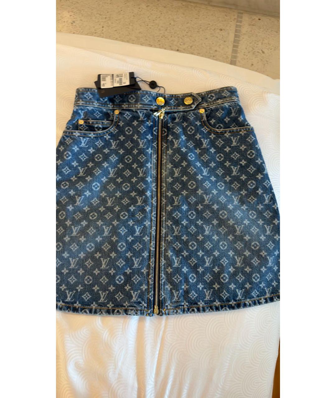 LOUIS VUITTON Синяя деним юбка мини, фото 7