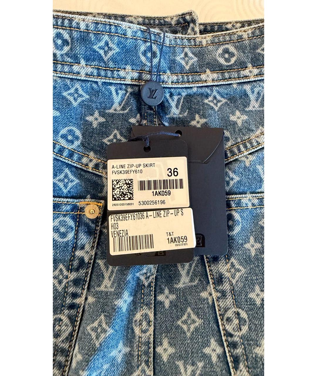LOUIS VUITTON Синяя деним юбка мини, фото 5