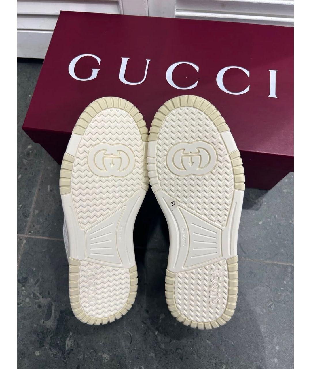 GUCCI Белые кожаные кроссовки, фото 8