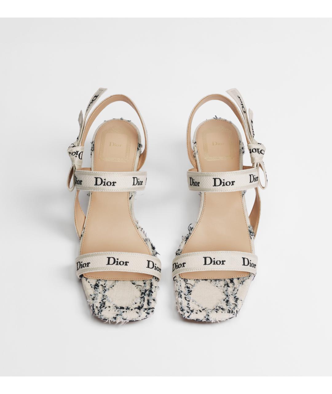 CHRISTIAN DIOR Белые текстильные босоножки, фото 2