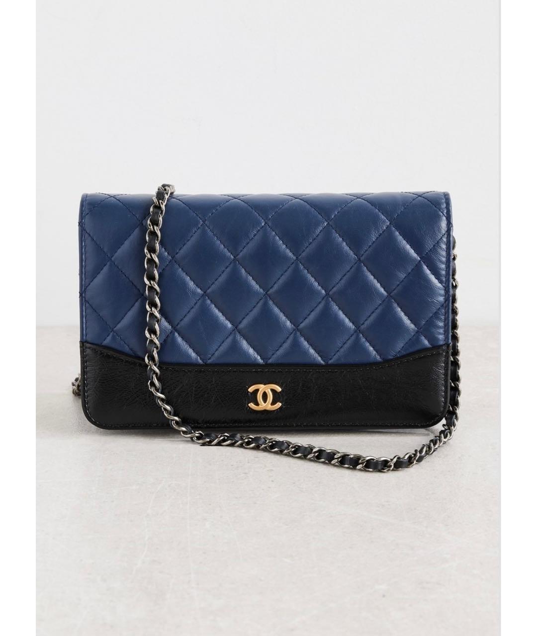CHANEL Темно-синяя кожаная сумка через плечо, фото 9