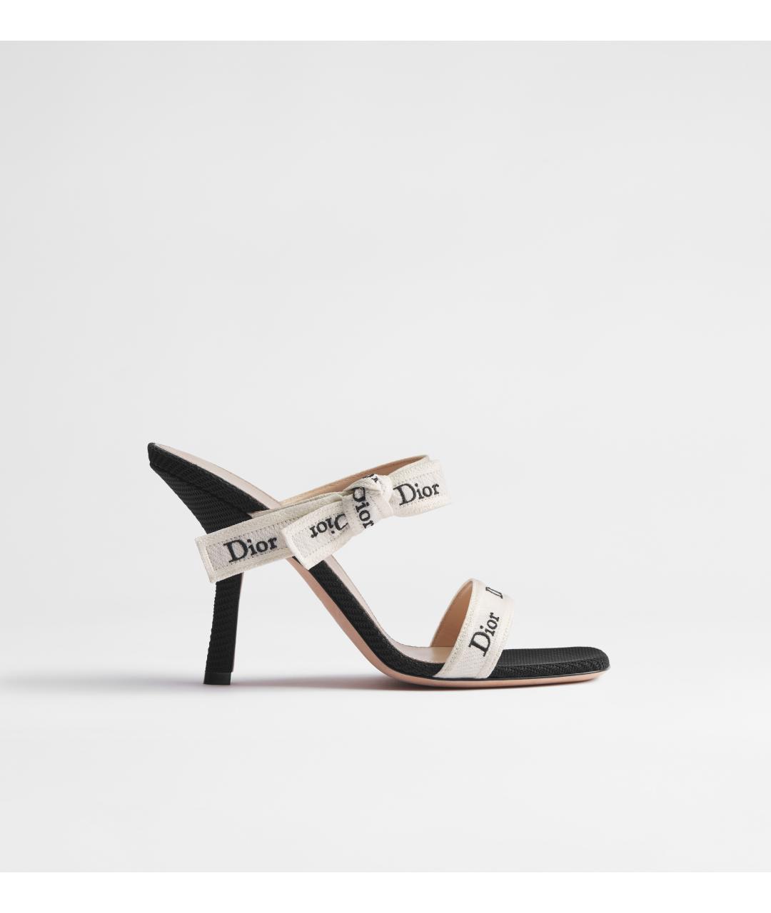 CHRISTIAN DIOR Черные текстильные босоножки, фото 4