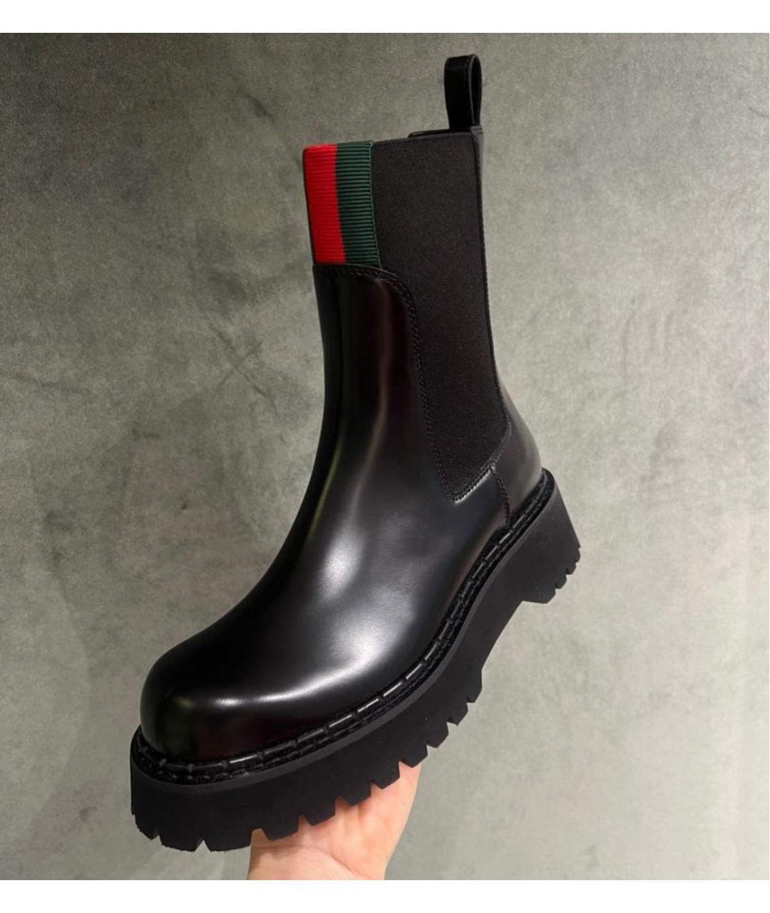 GUCCI Черные кожаные ботинки, фото 3