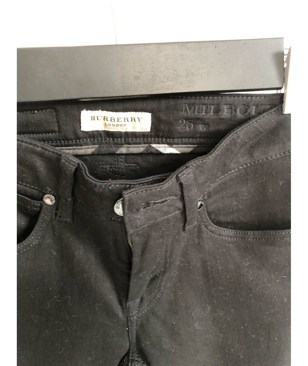 BURBERRY LONDON Черные хлопко-полиэстеровые джинсы слим, фото 3
