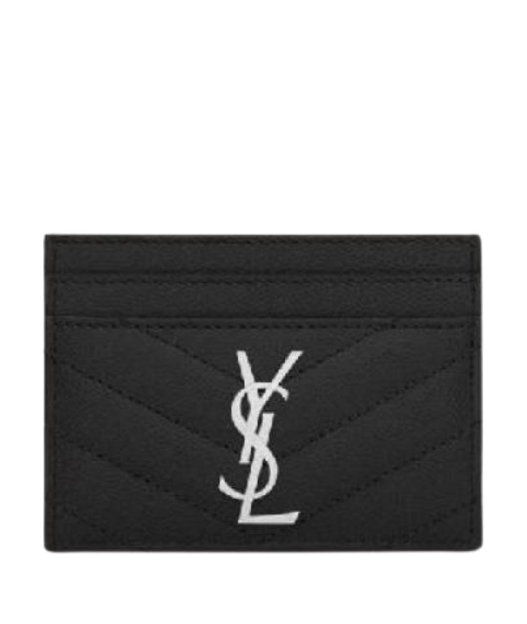 SAINT LAURENT Черный кожаный кардхолдер, фото 1
