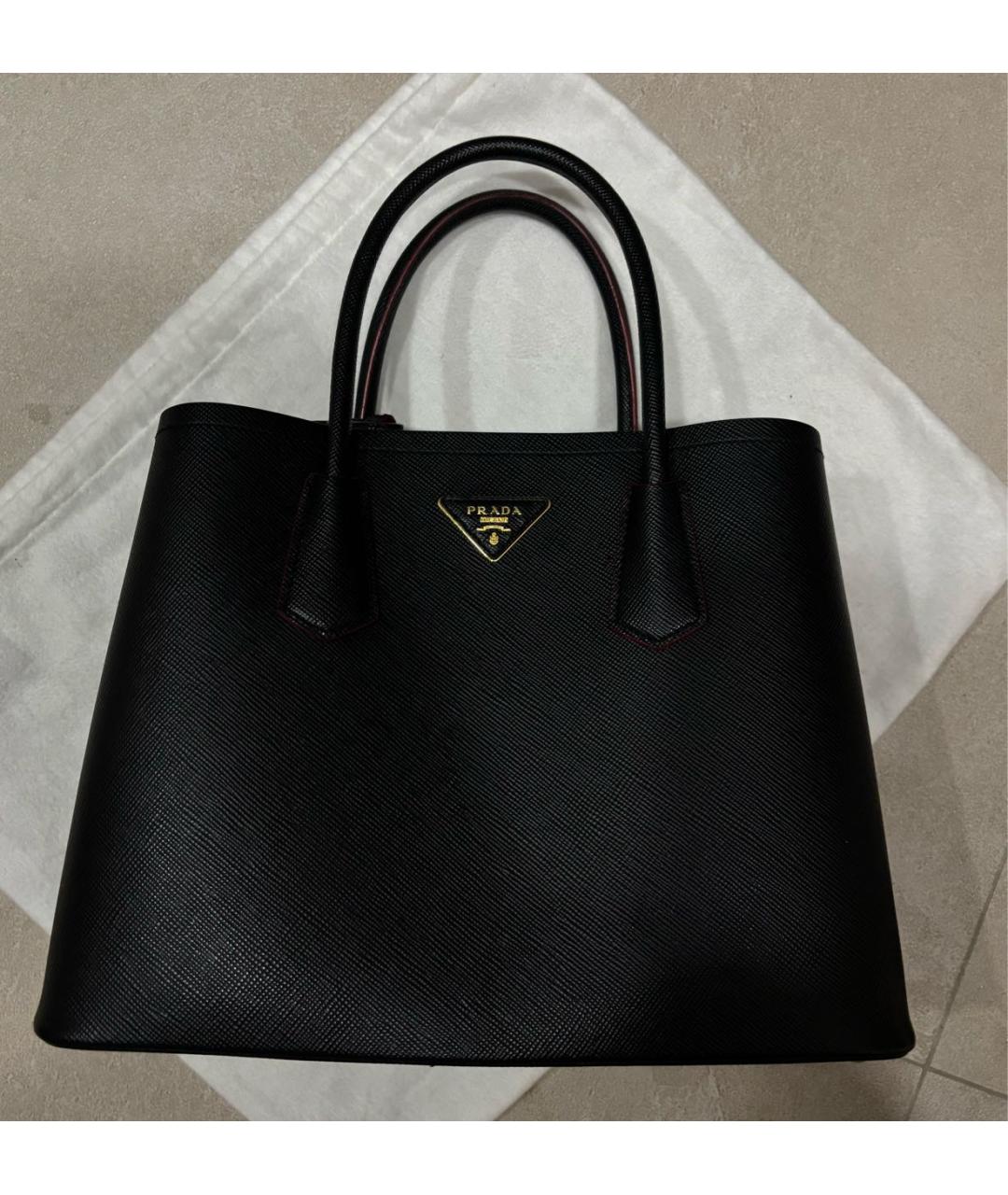 PRADA Черная кожаная сумка тоут, фото 9